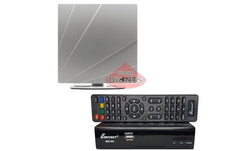 Комплект: Ресивер Eurosky ES-20 DVB-T/T2 + Антенна Квант-Эфир ARU-01 white - 1