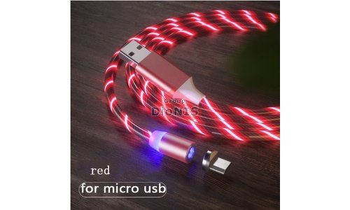 Магнітний USB 2.0/Micro 1m 2А кабель, світиться RED, круглий, обертання 360 град (12654) - 1