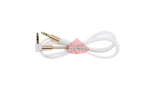 Удлинитель Audio DC 3.5 ПАПА-ПАПА 1.0м Кабель 3 pin 15 mm AUX Stereo Угловой Белый - 1