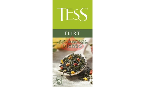 Чай зелений TESS Flirt 25 пакетів по 1.5 г з полуницею та ароматом білого персика - 2