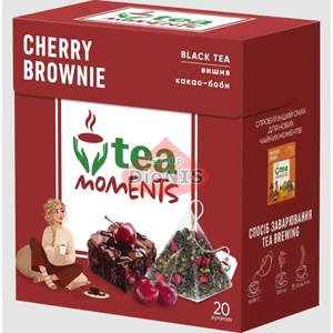Чай черный Tea Moments Cherry Brownie Вишневый Брауни 20 пирамидок по 1.8 г с шоколадно-вишневым вкусом
