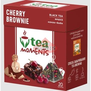 Чай черный Tea Moments Cherry Brownie Вишневый Брауни 20 пирамидок по 1.8 г с шоколадно-вишневым вкусом
