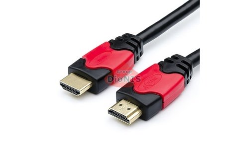 HDMI - HDMI кабель 1,0м ATCOM Ultra High Speed Full HD/4K/3D v1.4 Red/Gold блистер (14942) - 1