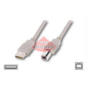 Кабель USB 2.0 AM/BM 3.0 m ATCOM Білий 1 феррит (8099) для принтера