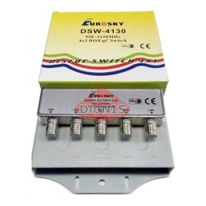EUROSKY DSW-4130 DiSEqC 4/1 в кожухе наружный Переключатель коммутации спутникового ресивера и конвертера