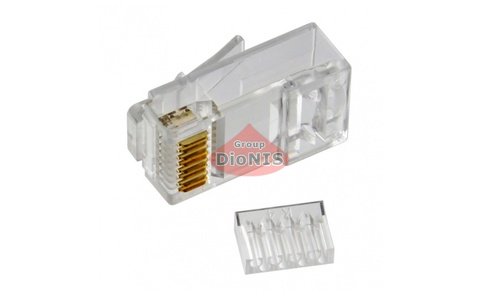 Конектор RJ45 8P8C Yugtorg UTP Cat-6 Прозорий латунь подвійний 50 шт (05049) - 1