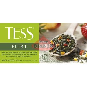 Чай зеленый TESS Flirt 25 пакетов по 1.5 г с клубникой и ароматом белого персика