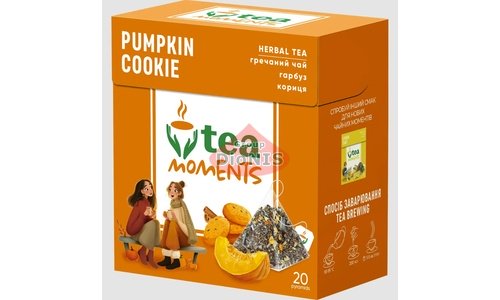 Чай гречаний Tea Moments Pumpkin Cookie Гарбузове печиво 20 пірамідок по 1.8 г - 1