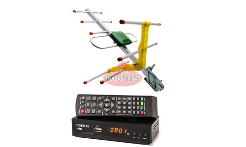 Комплект: ресивер TIGER T2 IPTV C/T2 + Антенна ES-003 - 1