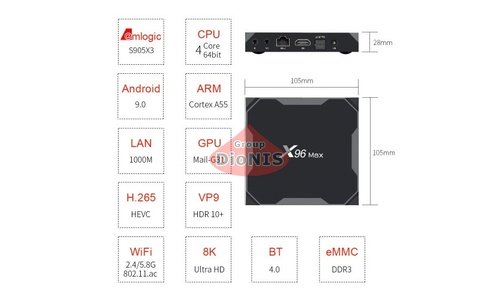 Медіаплеєр X96 MAX 4/32 GB Smart TV Box 4K/8K Amlogic S905X3 Android 9.0 WiFi 2.4/5+BT Uclan - 8