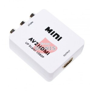 Конвертер MINI перехідник з AV to HDMI ВХІД 3RCA мама на ВИХІД HDMI мама 720P/1080P White 07785