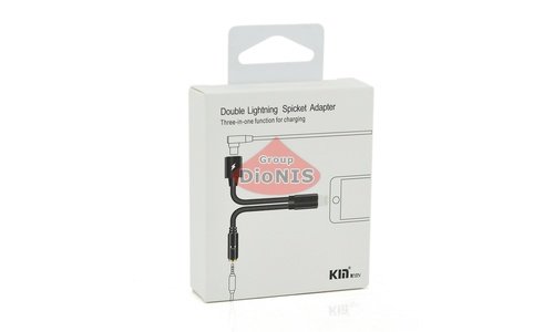 Переходник 2 в 1 Kin KY-177 Lightning to Jack 3.5mm to Lightning Black (16658) - 1