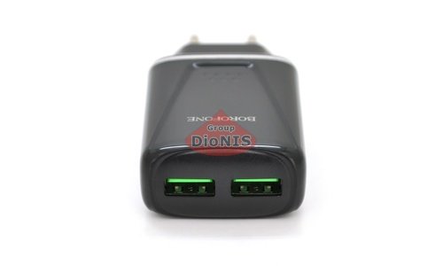 СЗУ - блок питания 5В 3А BOROFONE BA54A 2хUSB 18W Black Сетевое зарядное устройство для Смартфонов и Планшетов - 1