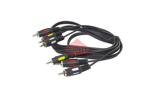 Кабель 3RCA-3RCA 5.0м ATCOM Черный Audio-Video тюльпаны 10713 - 1