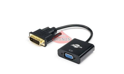 Конвертер DVI-D 24+1 тато на VGA мама 10cm ATCOM 4K/2K Black 9214 - 1