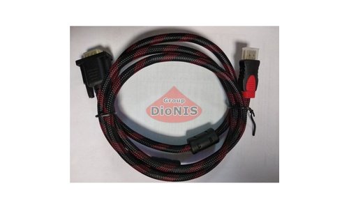 Кабель HDMI папа - VGA папа 1.5м 2 феррита Black/RED (работает только с конвертором) (02743) - 3