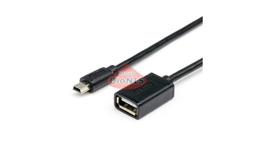 Кабель USB 2.0 AF / Mini-B OTG 0,8m ATCOM Чорний (12821) - 1