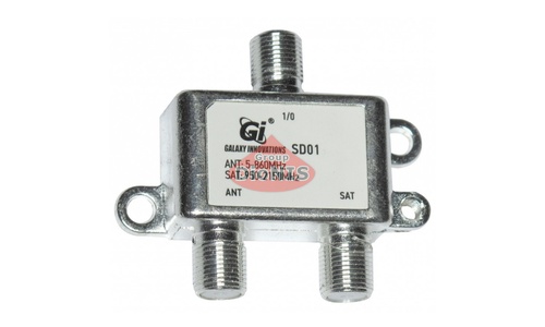 Диплексер SAT/TV GI SD01 совмещение спутникового 950-2150 эфирного 5-860 в один кабель проход питания по SAT - 1