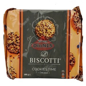 Печенье песочно-отсадочное Cookies Time с семечками 180 г Biscotti Кукис тайм