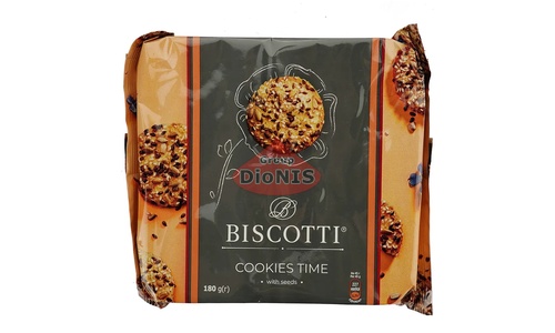 Печенье песочно-отсадочное Cookies Time с семечками 180 г Biscotti Кукис тайм - 1