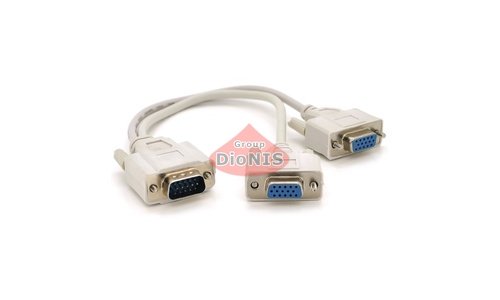 Перехідник VGA тато - 2 * VGA мама 17 см Voltronic 24745 - 1
