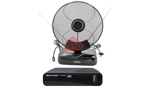 Комплект: Ресивер WORLD VISION T624M3/Т624М3 + Антенна ES-001 с усилителем - 1