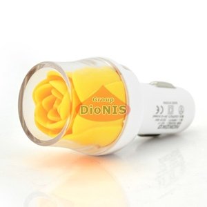 АЗП NOKOKO Flower 12V-USB, 5-5.5V, 2*USB, 10W 2,1А Yellow Автомобільний зарядний пристрій для смартфонів і планшетів (09277)