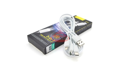 Кабель USB 2.0 Combo 3 in 1 Lightning/microUSB/Type-C 1.0м 2A HOCO X74 White BOX 28001 - 1