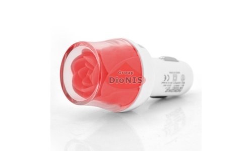 АЗП NOKOKO Flower 12V-USB 5-5.5V, 2*USB 10W 2,1А RED Автомобільний зарядний пристрій для смартфонів і планшетів (09279) - 1