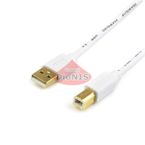 Кабель USB 2.0 AM/BM 0.8 m ATCOM Білий PREMIUM GOLD Блістер (14370) для принтера