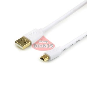 USB - USB mini кабель 1.8 м Білий ATCOM PREMIUM GOLD для синхронізації даних, живлення (16120)
