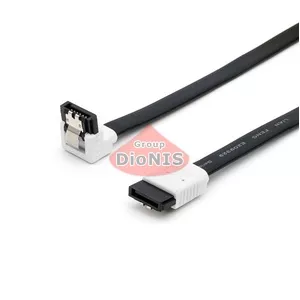 Кабель SATA 7 pin - SATA 7 pin 45см ATCOM ver 3.0 черный угловой 90 град. с защелкой (17126)