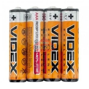 Батарейка AAA Videx R03P (упаковка 4-шт) запаювання