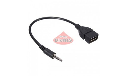 Перехідник USB AF мама/Jack 3.5 тато 4pin AUX Stereo 0,25 м чорний 19502 - 1