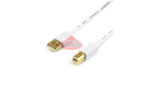 Кабель USB 2.0 AM/BM 1.8 m ATCOM Білий PREMIUM GOLD Блістер (13423) для принтера - 1