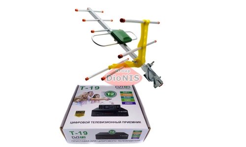 Комплект: ресивер Family Т-19 HD цифровой (Металл) + Антенна ES-003 - 1