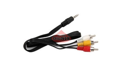 Кабель Mini Jack (миниджек 3.5 ) на 3RCA 0.5м 4pin 15 мм (обычный) - 1