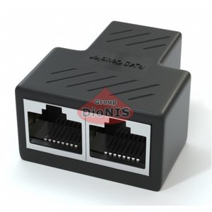Разветвитель RJ45 Yugtorg 8P8C мама на 2 мама экранированный Черный (02125)