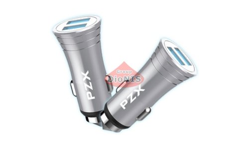 АЗУ PZX C907 12 V, 2xUSB, 3.1A Silver Blister-box Автомобильное зарядное устройство для Смартфонов и Планшетов (01670) - 1