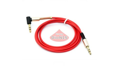 Подовжувач Audio DC 3.5 тато-тато 1.0м Кабель 3 pin 15 mm AUX Stereo Кутовий Червоний - 1