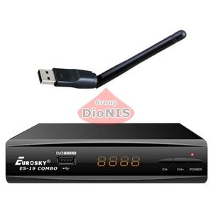 Комплект: Ресивер Eurosky ES-19 HD Combo DVB-S2/T2/С + Wi-Fi адаптер