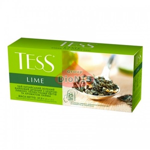 Чай зеленый TESS LIME 25 пакетов по 1.5 г с цедрой лимона и ароматом лайма