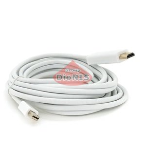 Кабель mini DisplayPort тато - HDMI тато 5.0m Voltronic Білий (10318)