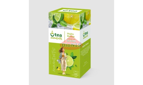Чай зеленый Tea Moments Mojito Breeze Мохито Бриз 22 саш по 1.6 г лимон, мята, цедра апельсина - 1