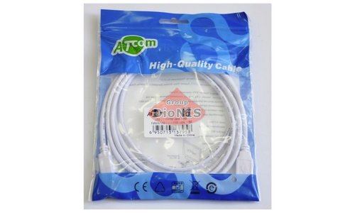 Кабель USB 2.0 AM/BM 1.8 m ATCOM Білий 1 феррит (3795) для принтера - 3