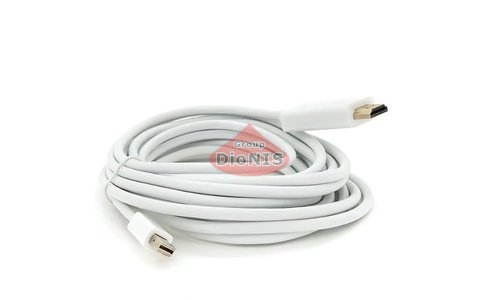 Кабель mini DisplayPort тато - HDMI тато 5.0m Voltronic Білий (10318) - 1