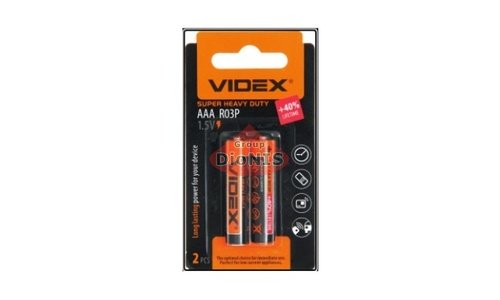 Батарейка AAA Videx R03P (упаковка 2-шт) блистер - 1