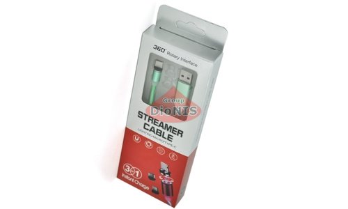 Магнітний USB 2.0/Type-C 1m 2А кабель, світиться GREEN, круглий, обертання 360 град (08749) - 3