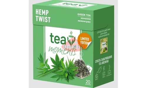 Чай зеленый Tea Moments Hemp Twist Конопляный твист 20 пирамидок по 1.8 г с лемонграссом и коноплей - 1