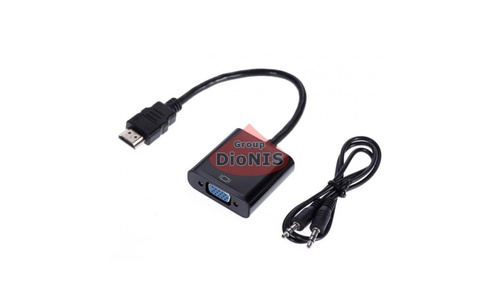 Конвертер HDMI папа на VGA мама 10cm Black 4K/2K + AUDIO 08633 - 1